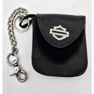 Harley Davidson Leather Pouch With Chain & Snap Closure